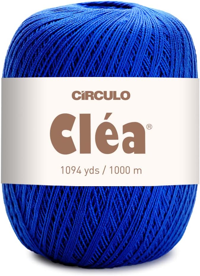 CRCULO Circulo Clea Yarn – Crochet Thread Fine Size 10-8/2 Perfect for Weaving - 100% Mercerized Brazilian Cotton (Pack of 1 Ball) – 5.3 oz, 1094 yds - Color: 2829 - Ball Blue - Image 1